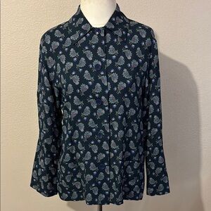 Etro Paisley Blue Button Down Shirt with Notched Collar